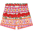 Girls Red & White Floral Shorts, 1, hi-res