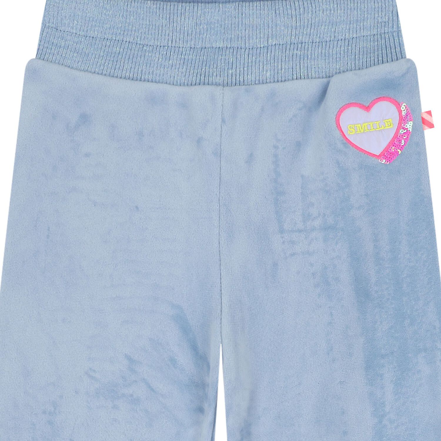 Girls Blue Heart Flared Trousers, 1, hi-res