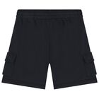 Boys Black Logo Shorts, 1, hi-res