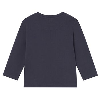 Younger Boys Navy Blue Polar Animals Long Sleeve Top