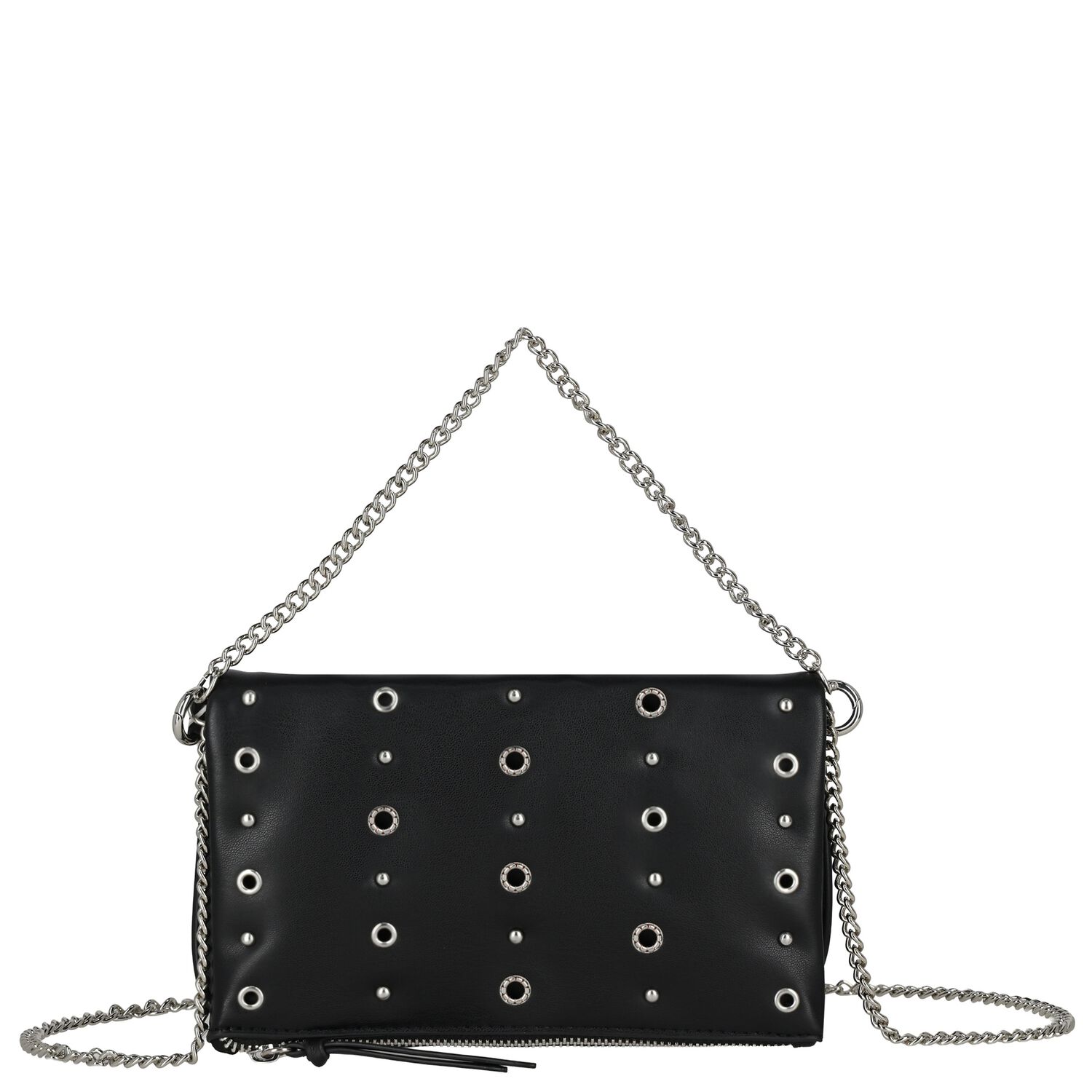Girls Black & Silver Studded Bag, 2, hi-res
