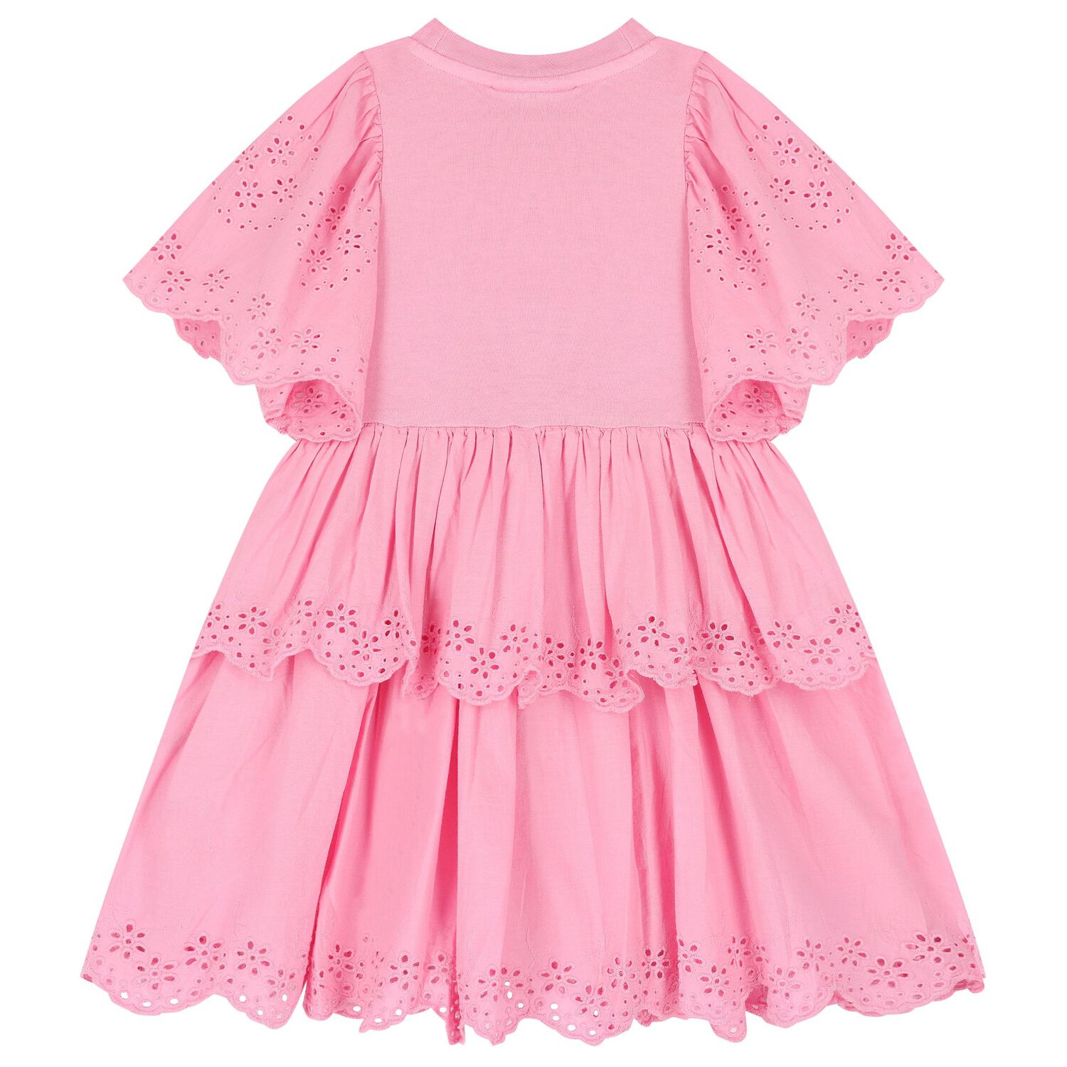 Girls Pink Broderie Anglaise Dress, 1, hi-res image number null