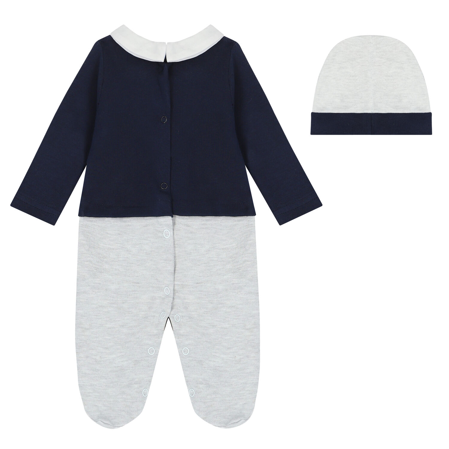 Baby Boys Grey & Blue Babygrow Set, 1, hi-res