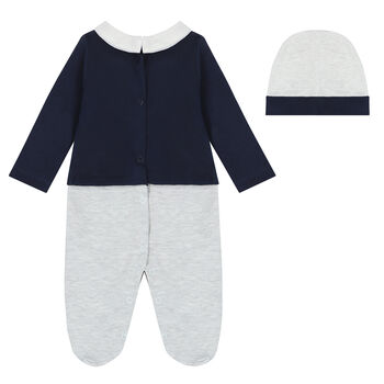Baby Boys Grey & Blue Babygrow Set
