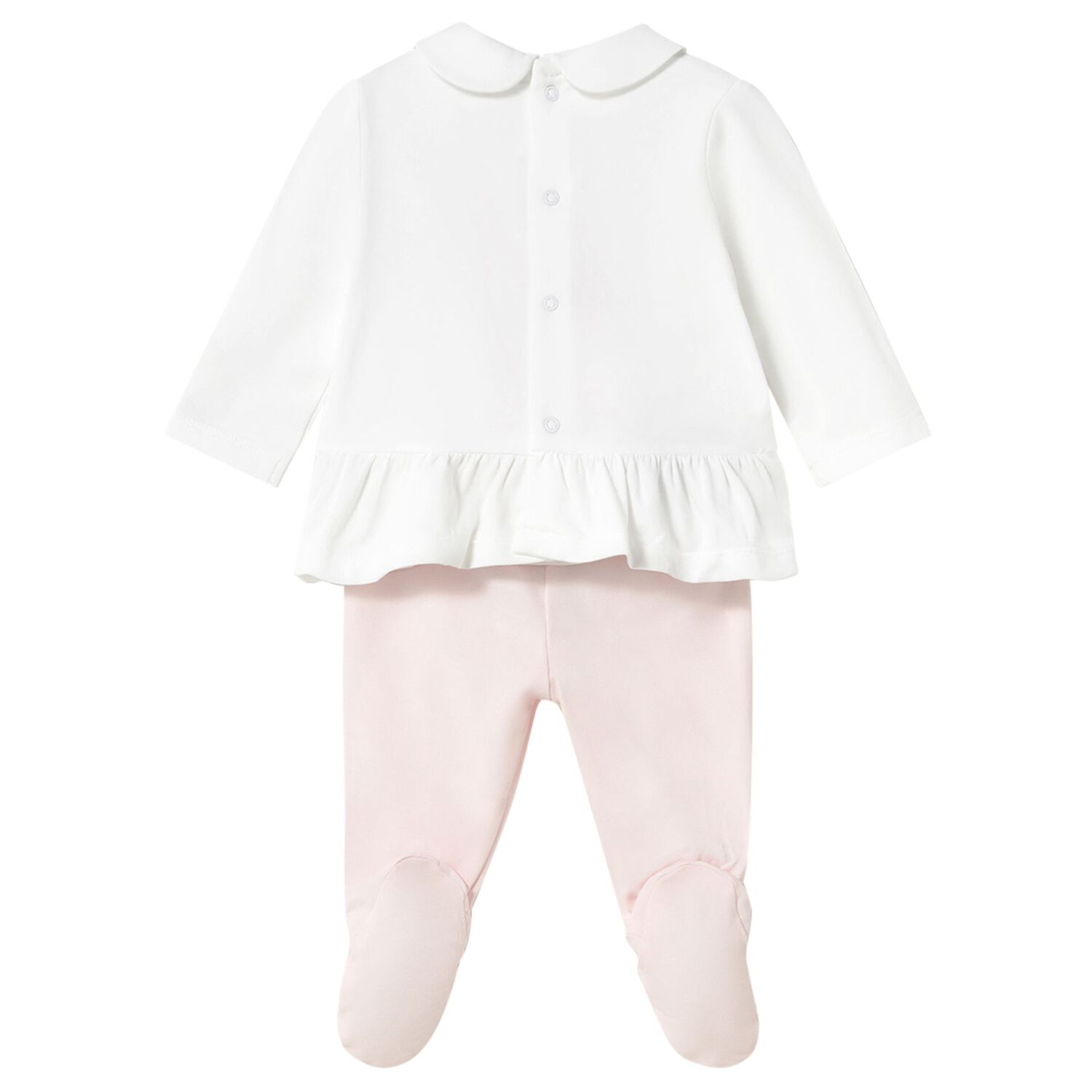 Baby Girls White & Pink Trousers Set, 1, hi-res