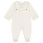 Baby Girls Ivory Logo Babygrow, 1, hi-res