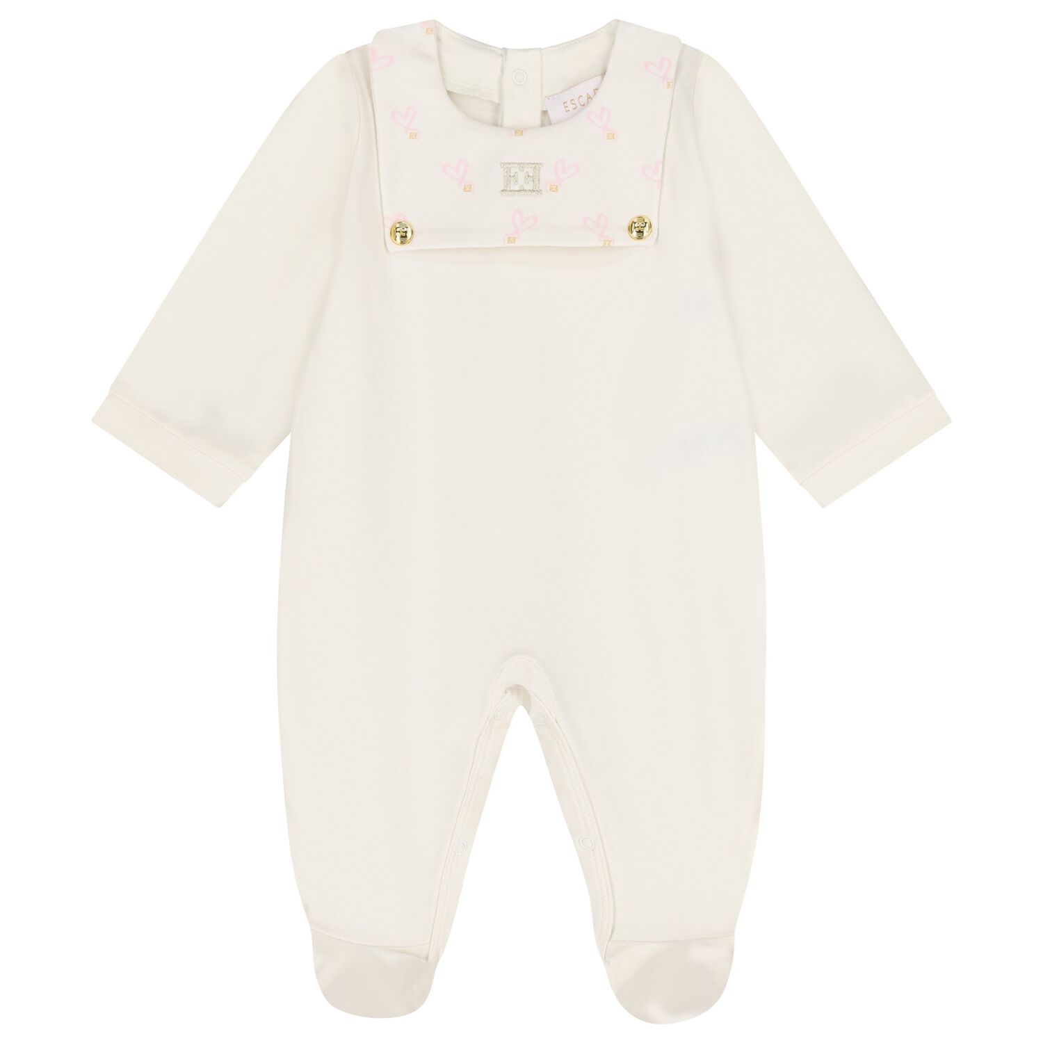Baby Girls Ivory Logo Babygrow, 1, hi-res