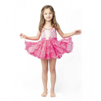 Girls Pink Lolita Crochet Beach Dress