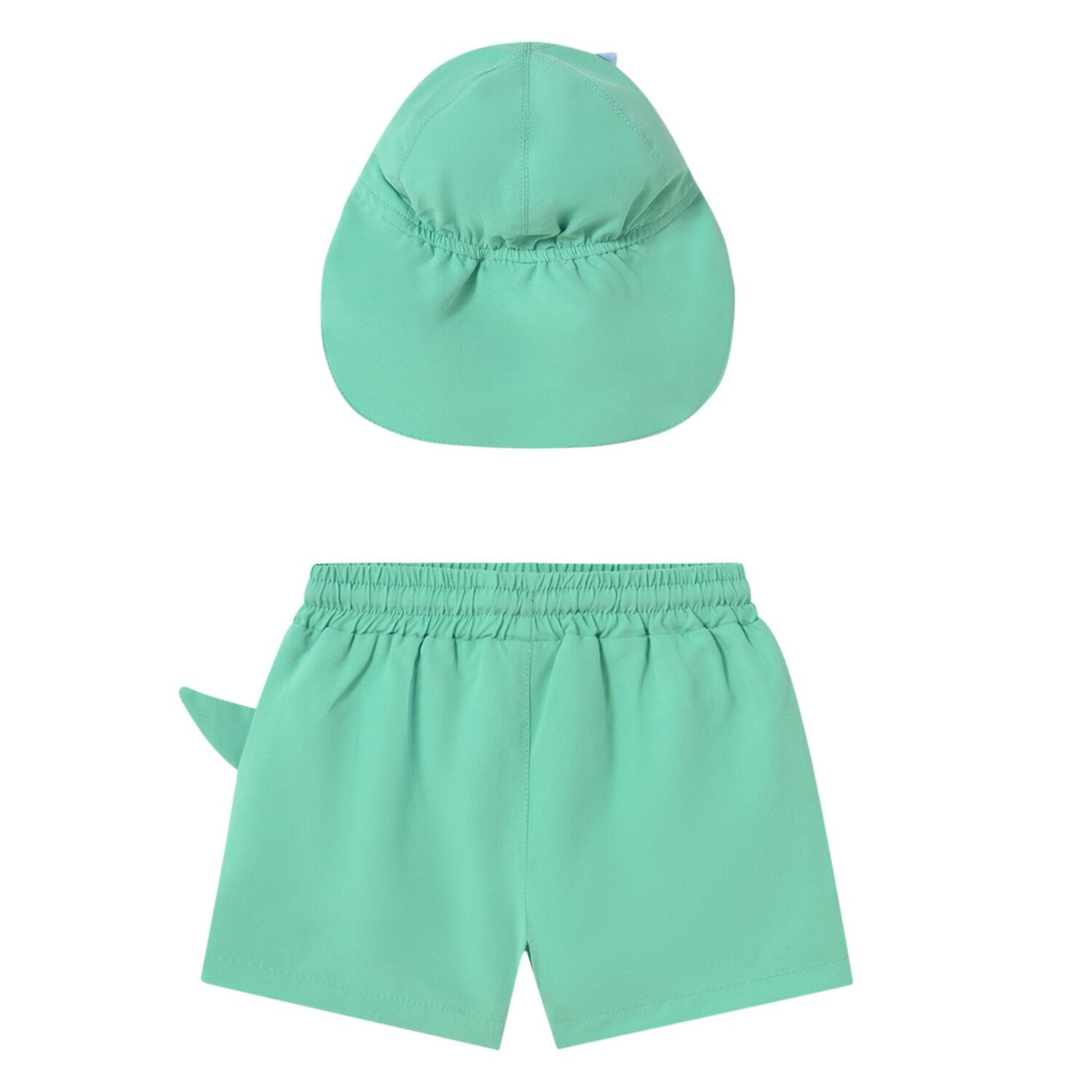 Younger Boys Aqua Dinosaur Swim Shorts & Hat Set, 1, hi-res