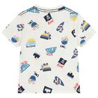 Boys Ivory Striped Pocket T-Shirt, 1, hi-res