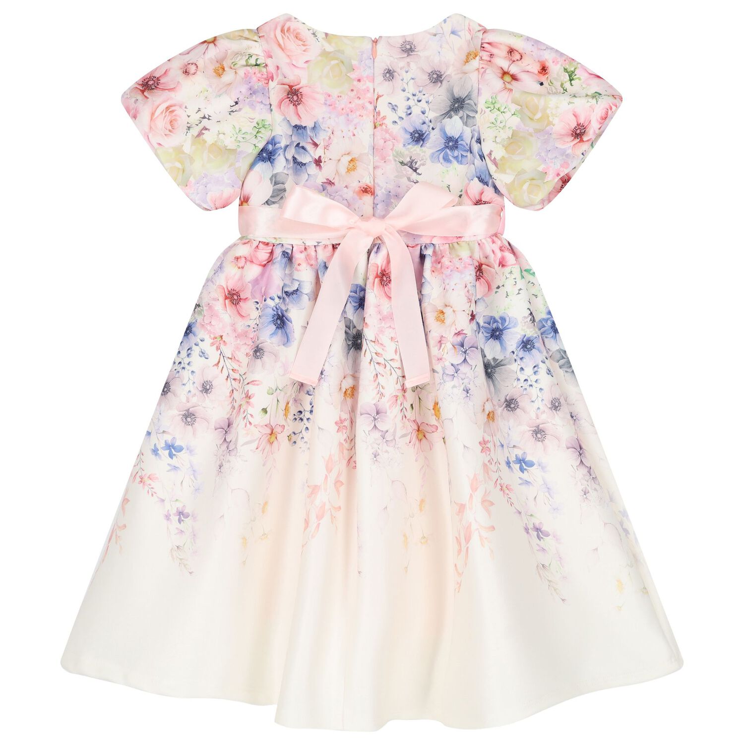 Girls White & Pink Floral Dress, 1, hi-res