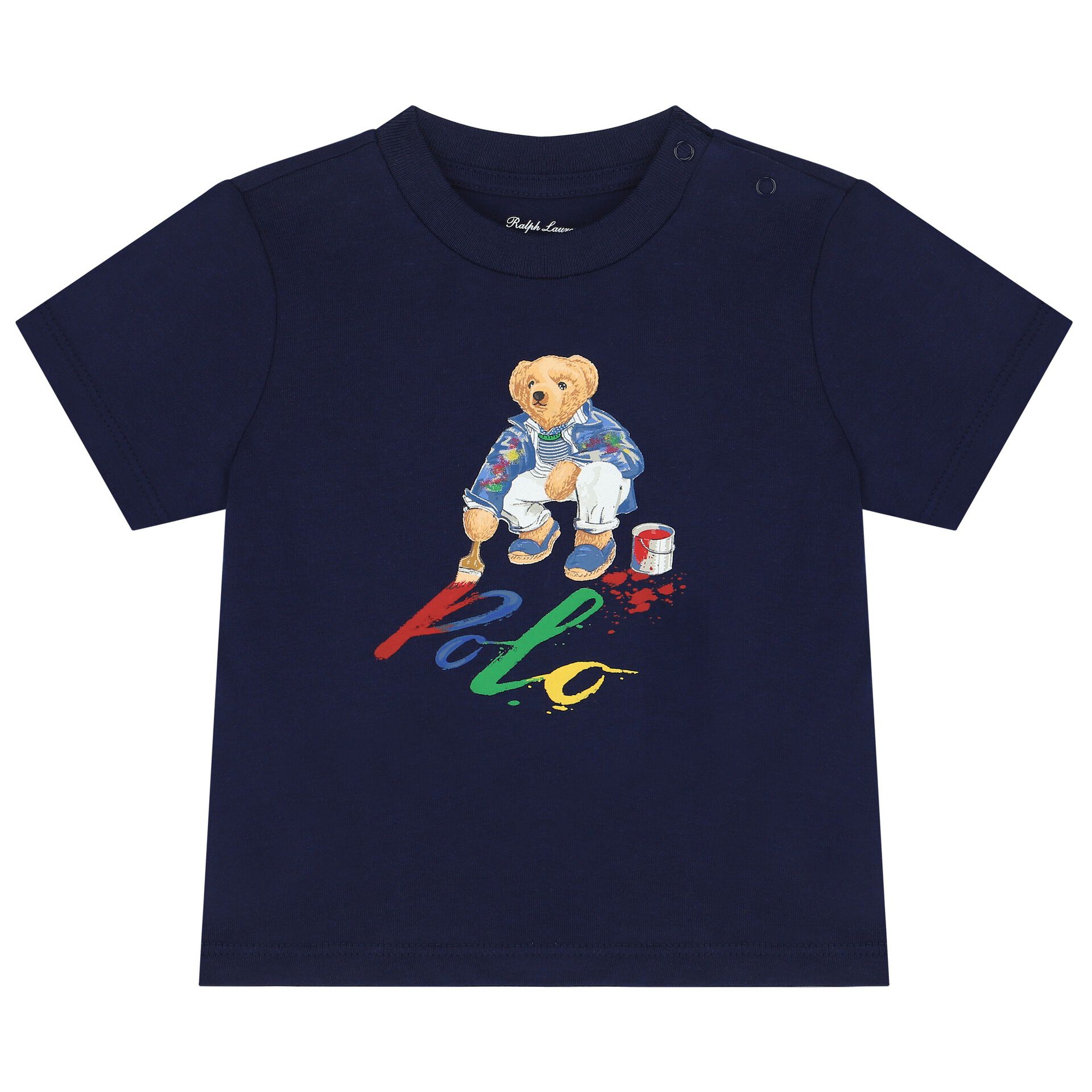 Ralph Lauren Baby Boys Navy Blue Polo Bear T Shirt Junior Couture UK