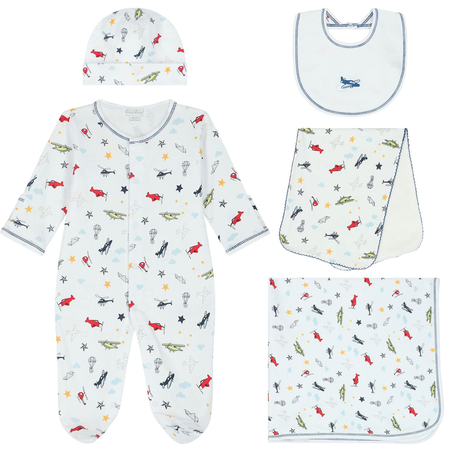 Baby Boys White Airplane Babygrow Gift Set, 1, hi-res