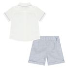 Younger Boys White & Blue Shorts Set, 1, hi-res