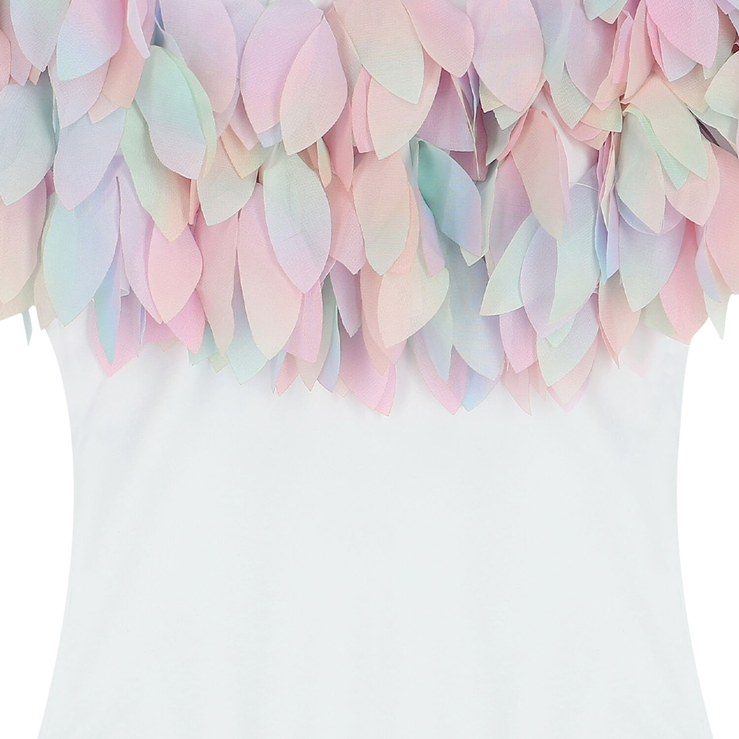 Girls White Rainbow Petal Swimsuit, 1, hi-res