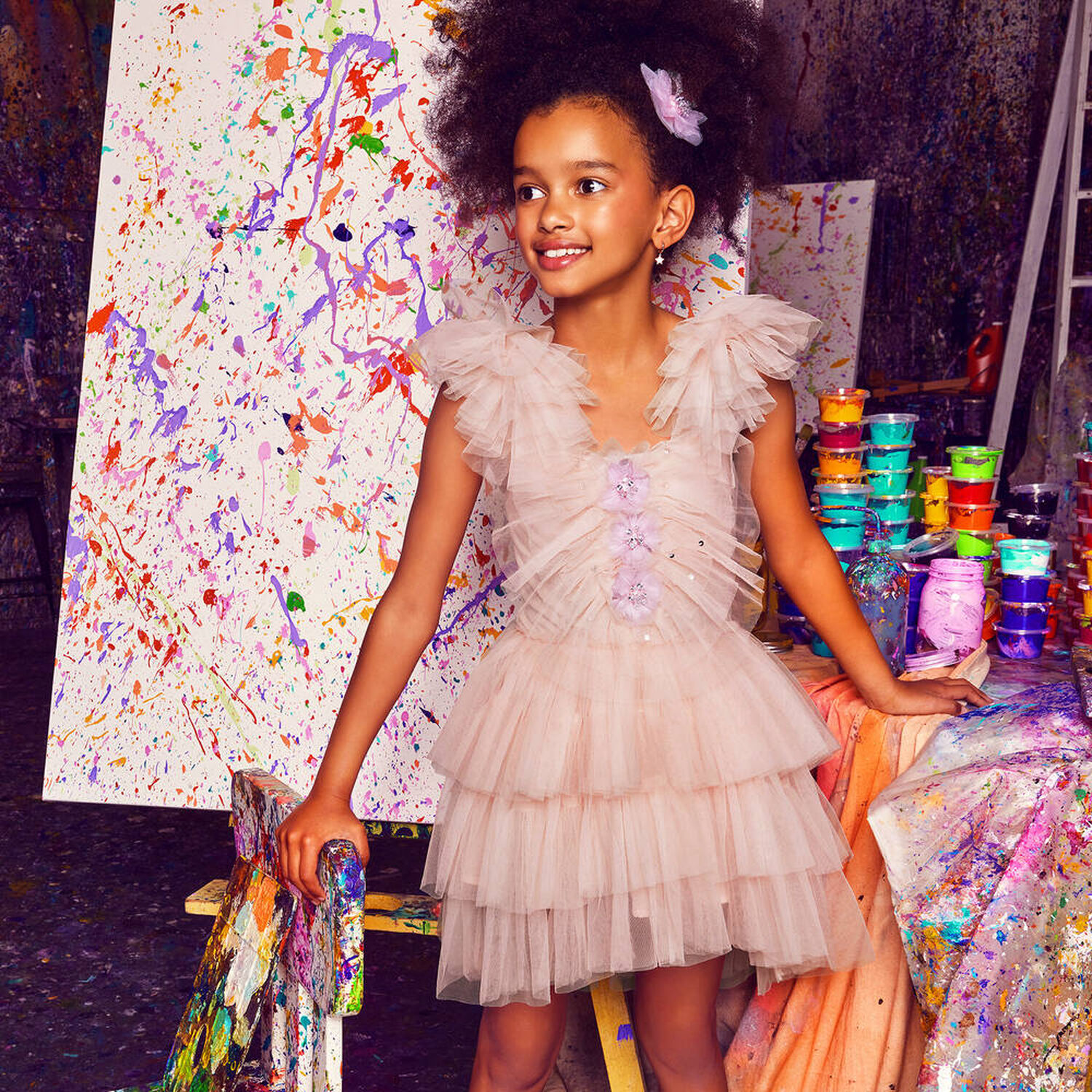 Girls Pink Tulle Dress, 1, hi-res image number null