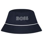 Baby Boys Navy Blue & Blue Logo Reversible Hat, 1, hi-res