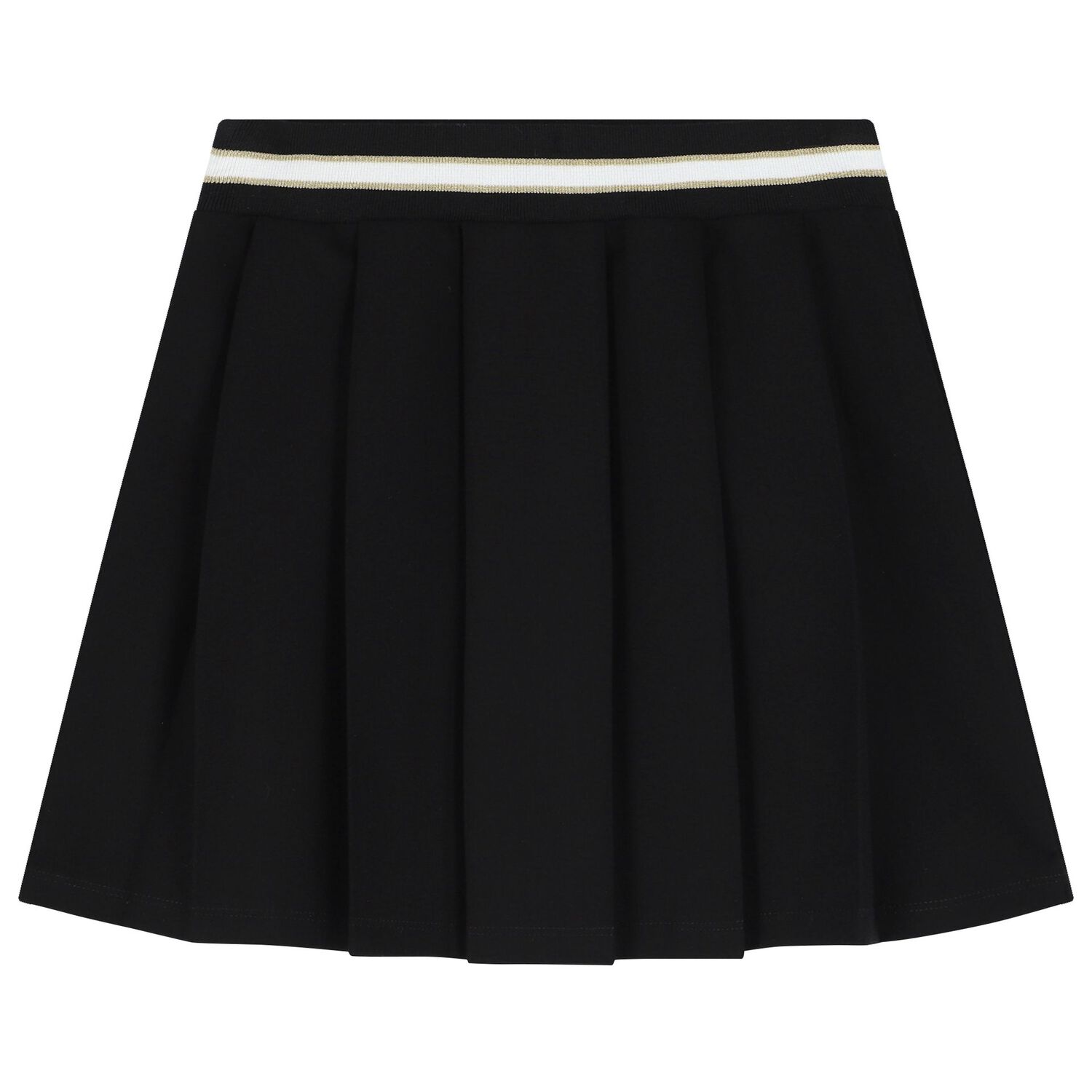 Girls Black Logo Pleated Skirt, 2, hi-res