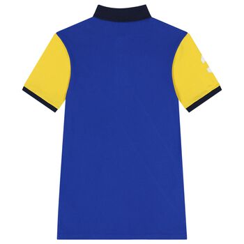 Girls Blue & Yellow Logo Polo Dress