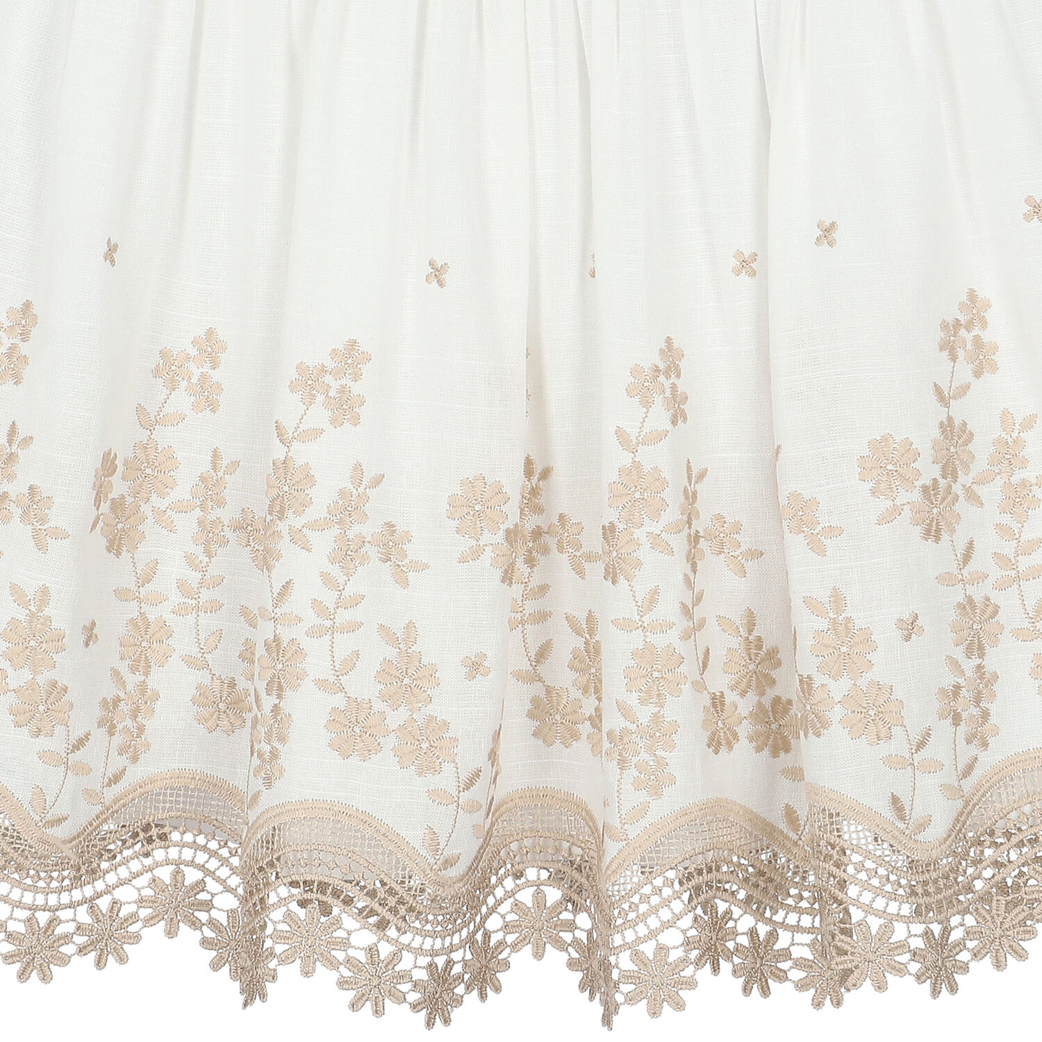 Younger Girls White Embroidered Dress, 1, hi-res