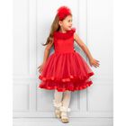 Girls Red Tulle Bow Dress Set, 1, hi-res
