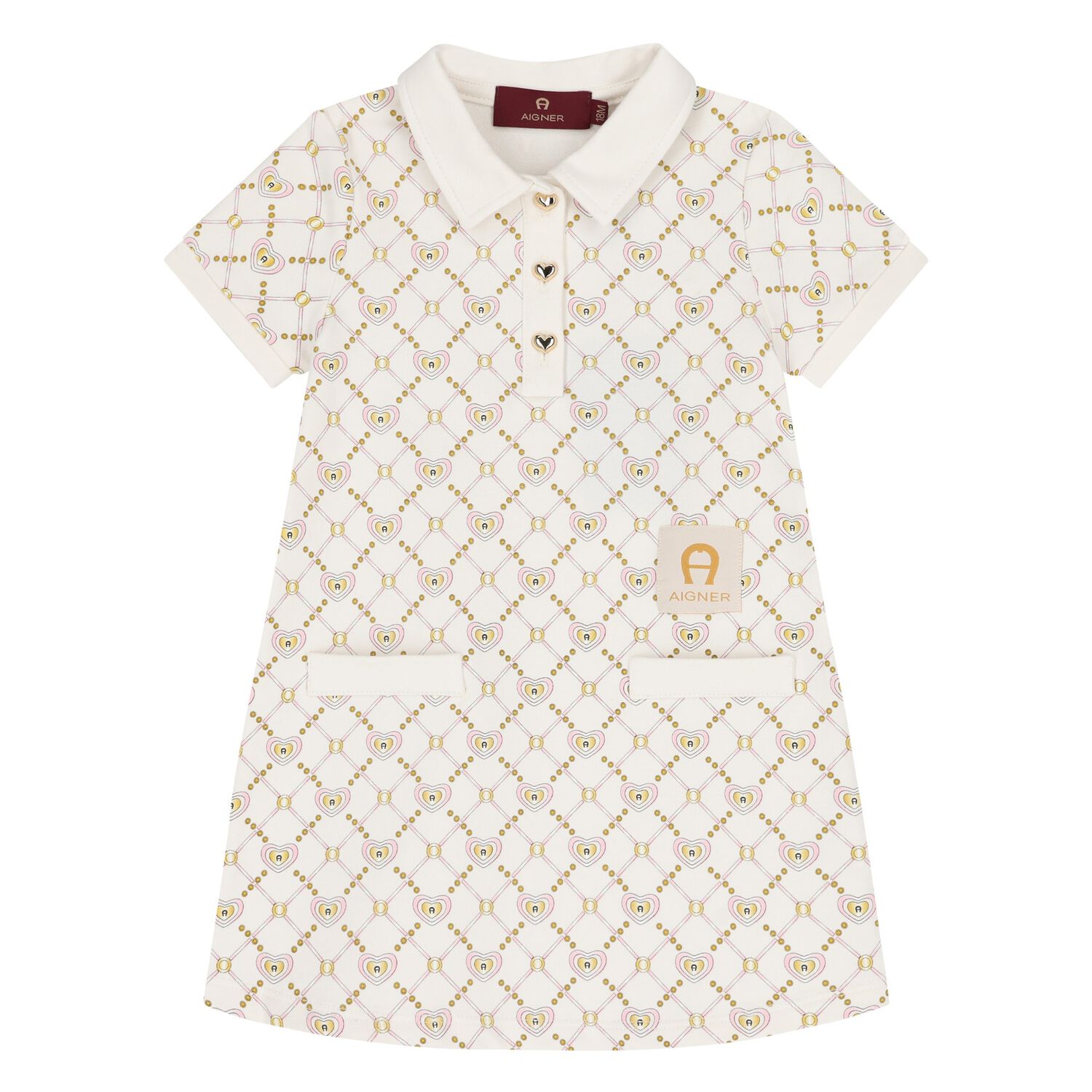 Younger Girls Ivory Logo Polo Dress, 1, hi-res