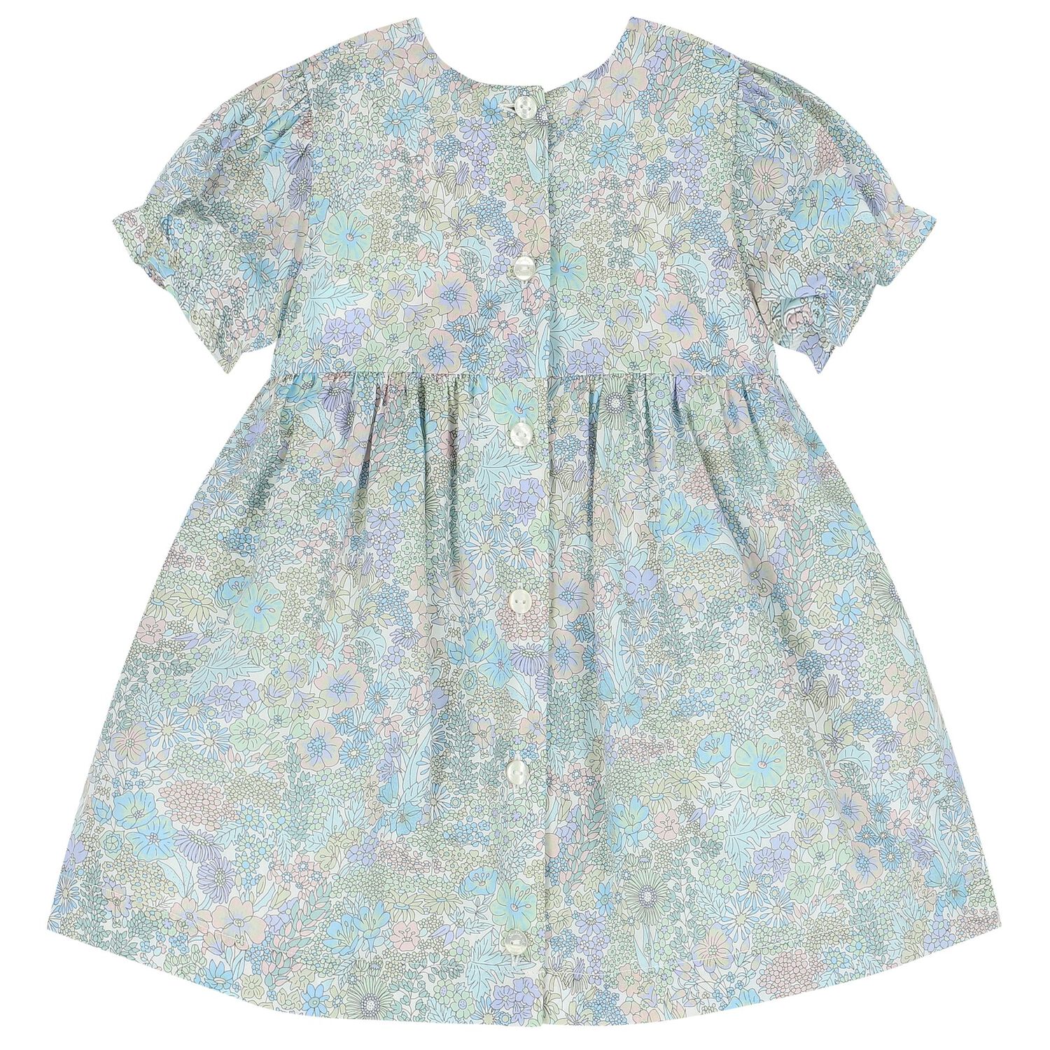 Baby Girls Green & Blue Liberty Dress, 1, hi-res image number null
