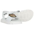 Younger Girls White Teddy Bear Sandals, 1, hi-res