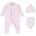 Baby Girls Pink Romper Gift Set, 2, hi-res