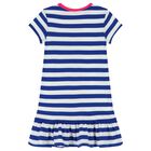 Girls White & Blue Striped Polo Bear Dress, 1, hi-res