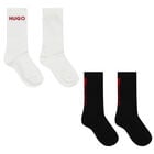 Boys Black & White Logo Socks (2 Pack), 1, hi-res