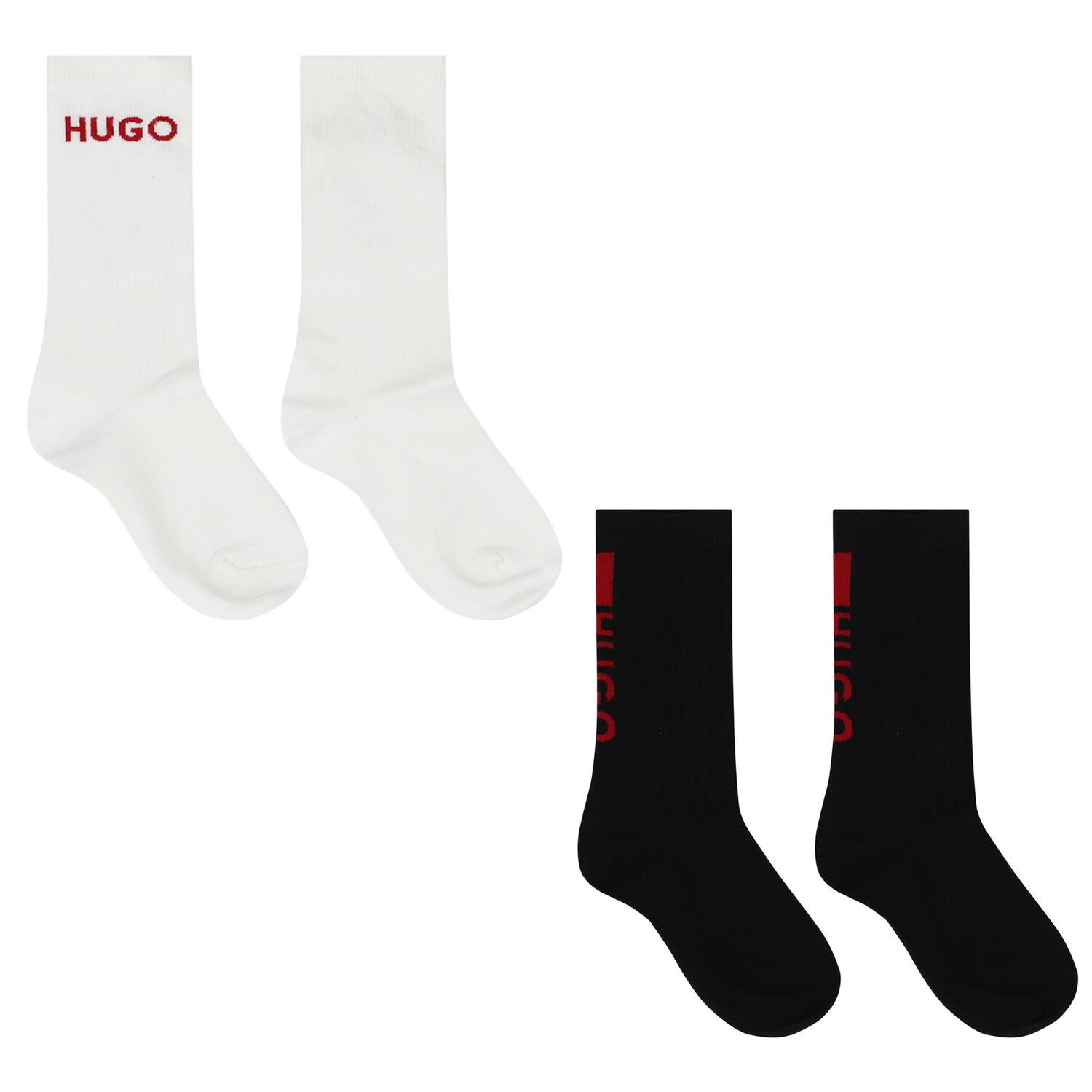 Boys Black & White Logo Socks (2 Pack), 1, hi-res