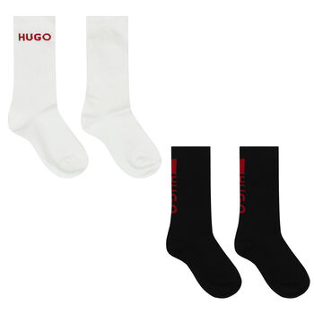 Boys Black & White Logo Socks (2 Pack)