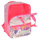 Girls Pink Iridescent Sequin Logo Backpack, 1, hi-res