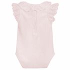 Baby Girls Pink Embroidered Bodysuit, 1, hi-res