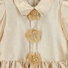 Girls Gold Flower Satin Twill Dress, 1, hi-res