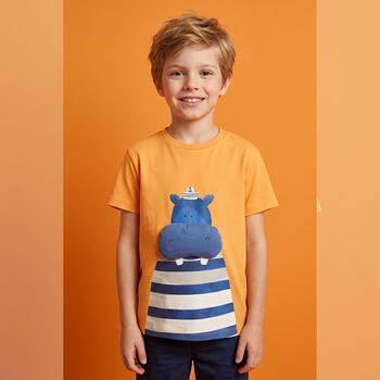Younger Boys Orange Hippo T-Shirt