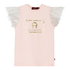 Girls Pink Tulle Logo Top, 2, hi-res