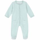 Turquoise Velour Babygrow, 3, hi-res