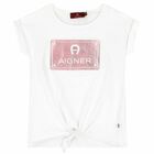 Girls White & Rose Gold Logo T-Shirt, 1, hi-res