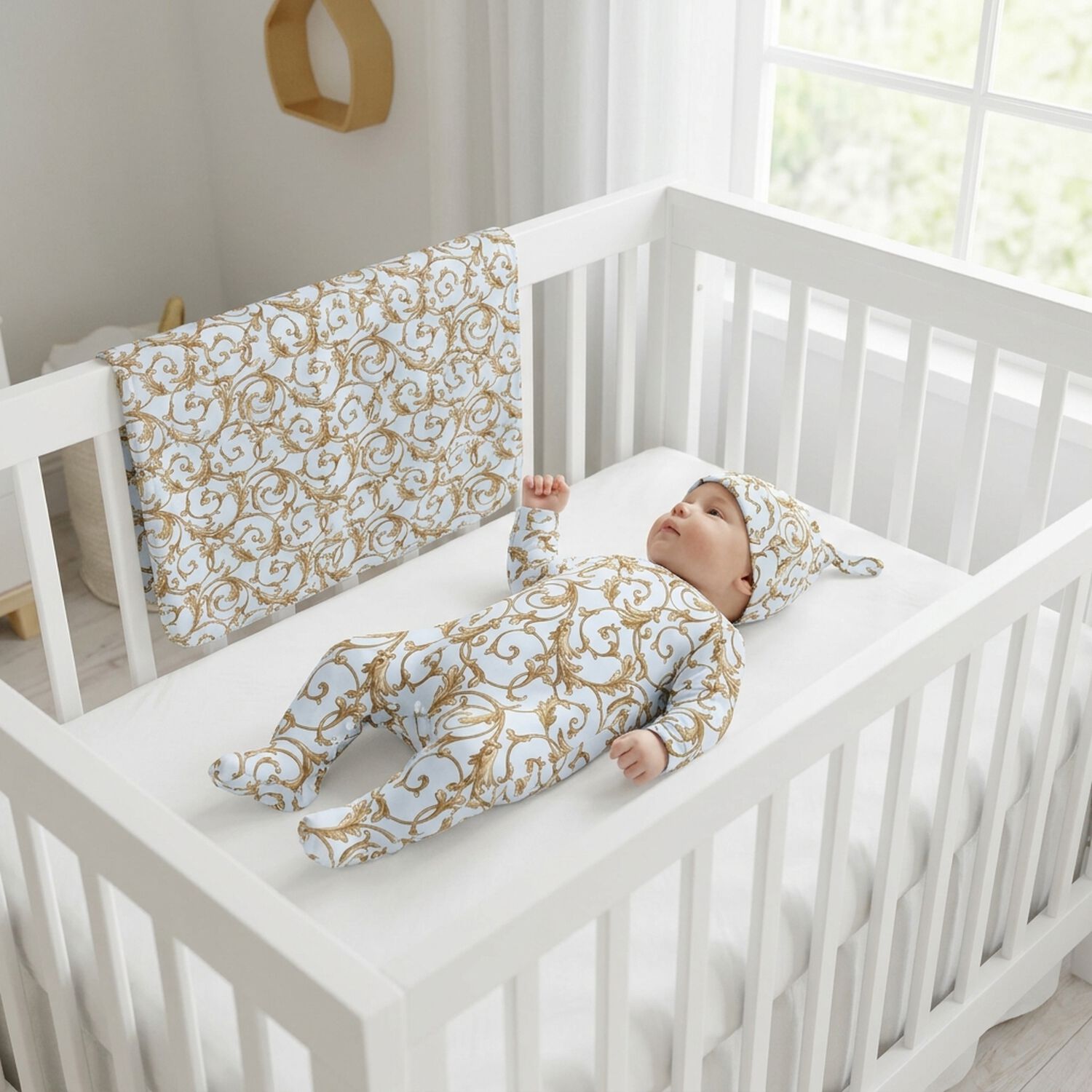 Baby Boys Blue & Gold Babygrow Gift Set, 1, hi-res