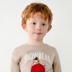 Boys Beige Snow Bear Long Sleeve Top, 1, hi-res
