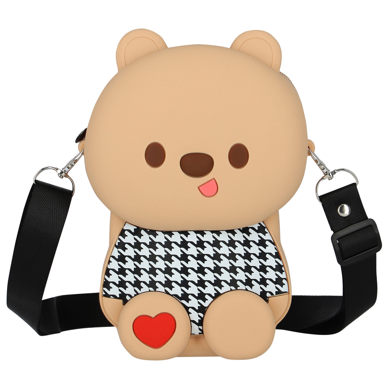 Girls Beige Teddy Bear Bag, 1, hi-res