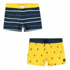 Boys Yellow & Navy Swimming Trunks (2-Piece), 1, hi-res