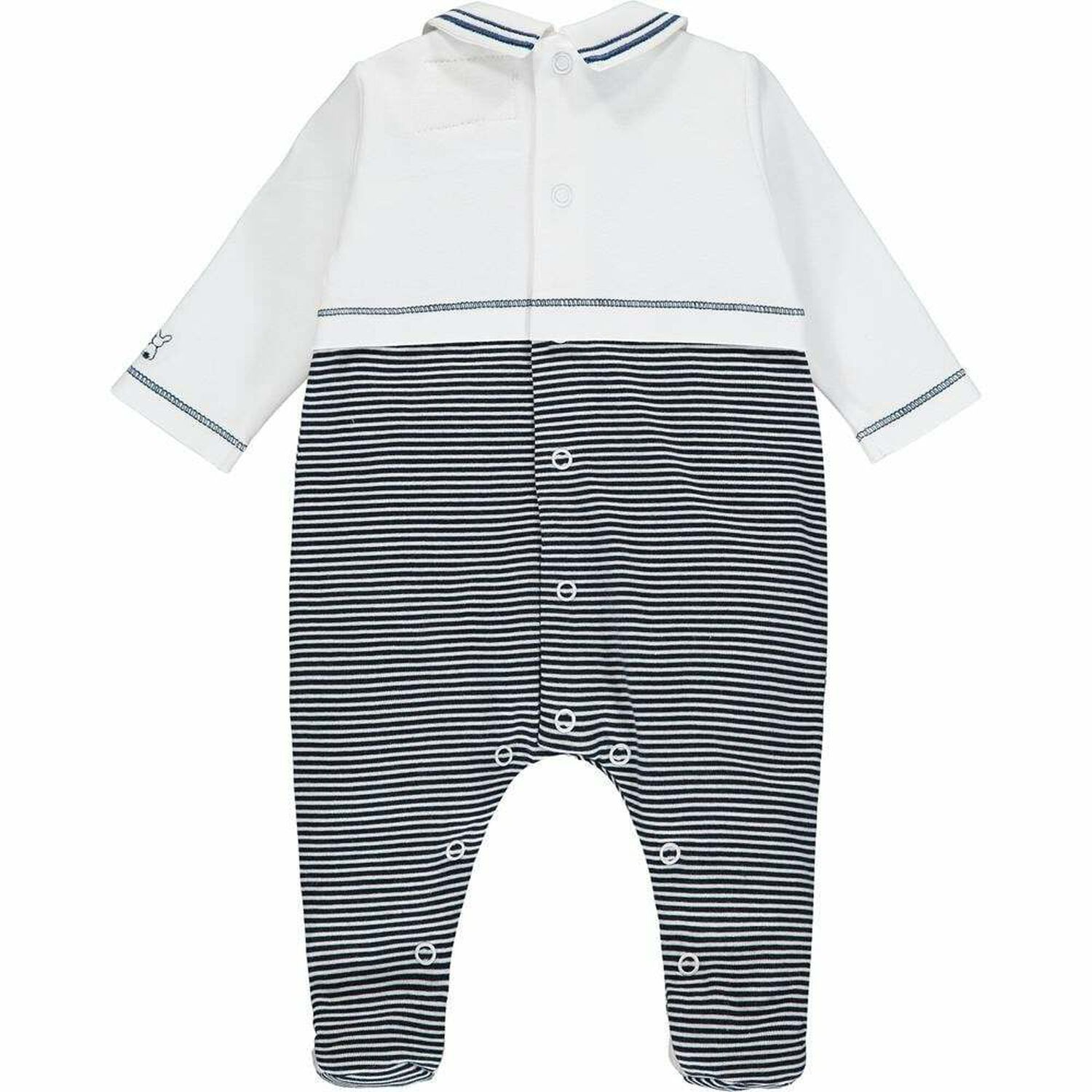 Baby Boys White & Navy Babygrow, 1, hi-res