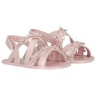 Baby Girls Pink Flower Sandals , 1, hi-res