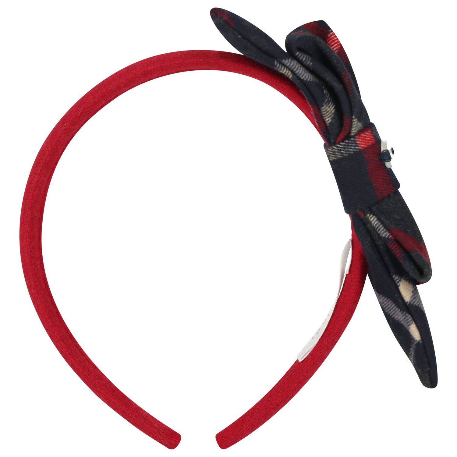 Girls Navy Blue & Red Tartan Headband, 1, hi-res