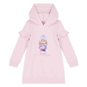 Girls Pink Logo Hooded Dress