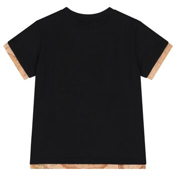 Boys Black Geo Map Logo T-Shirt
