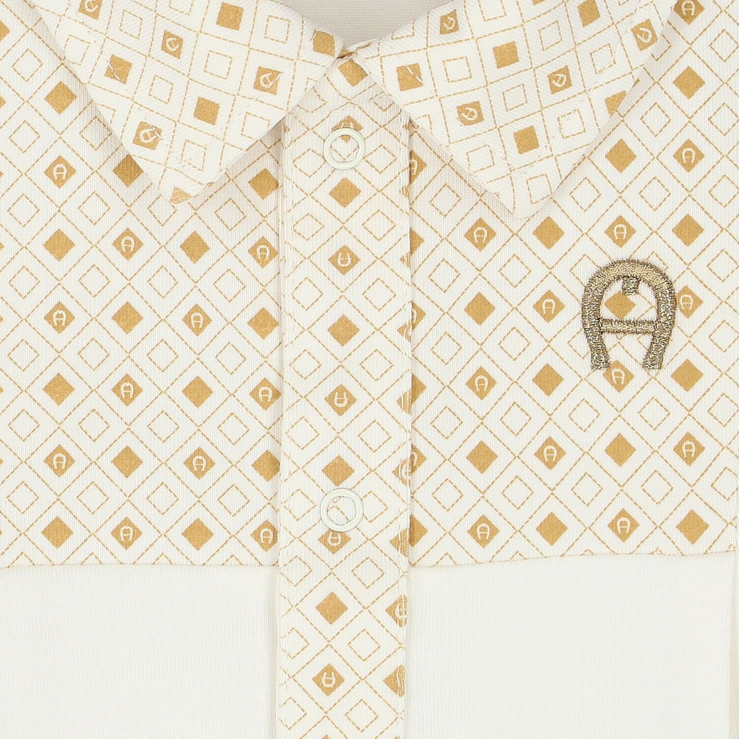 Ivory & Gold Logo Babygrow, 1, hi-res